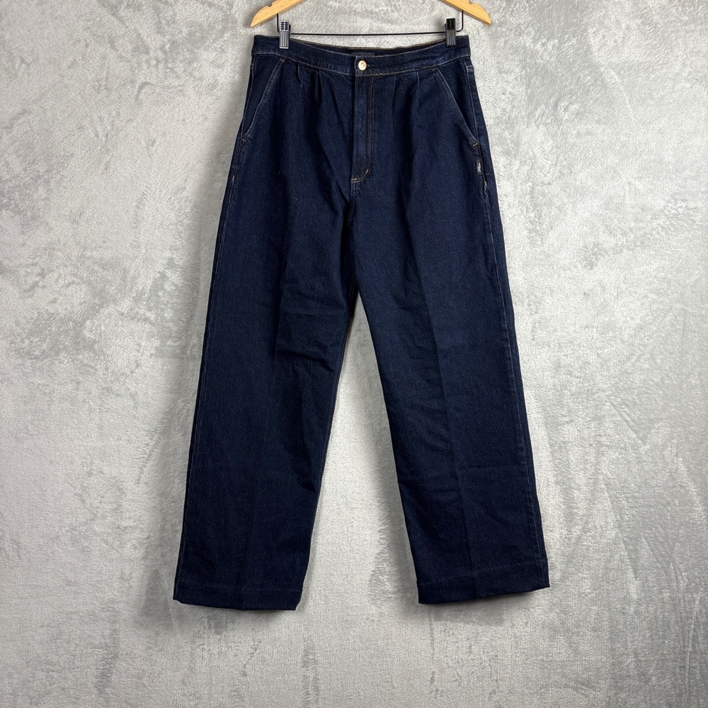 Silver Jeans Co Pleated Wide Leg Denim Trousers Size 30 Dark Wash Indigo Mens